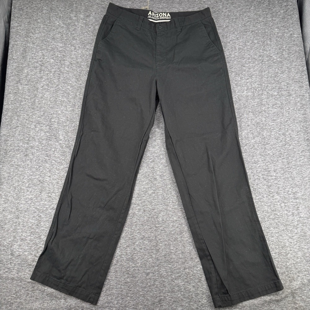 Arizona Jeans Co. Pants Mens 36x32 Navy Blue Chino Slacks Relaxed Tapered Flat